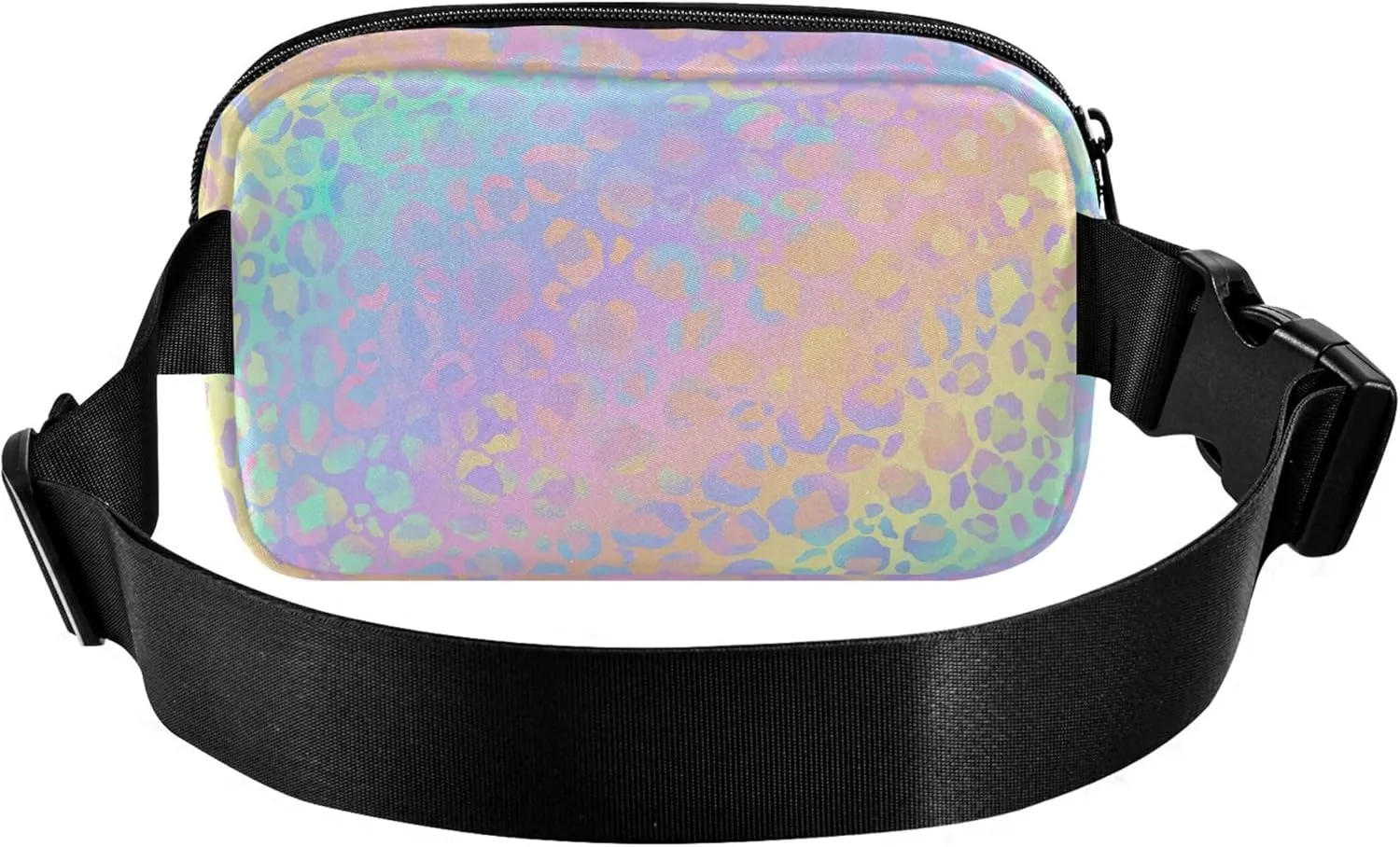 Holographic Leopard Print Fanny Pack for Women Waterproof Hip Pack Belt Pouch Cute Crossbody Waist Bag