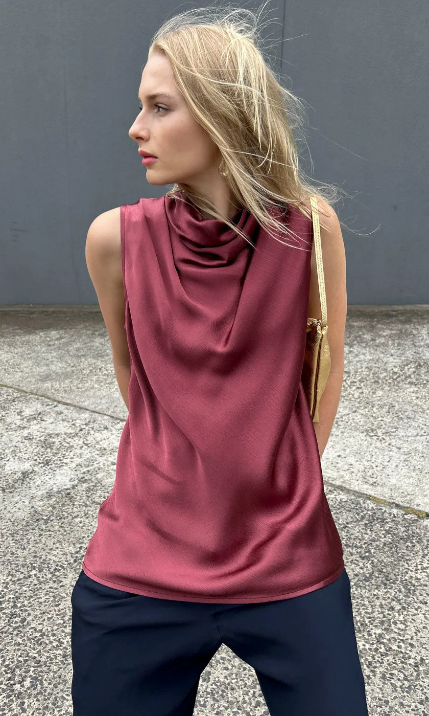 Hoss Solange Cowl Neck Top - Merlot