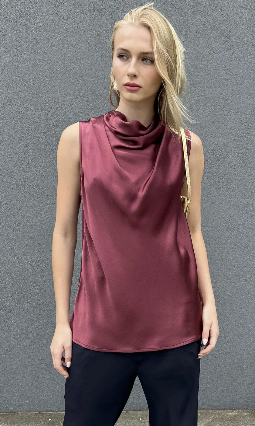 Hoss Solange Cowl Neck Top - Merlot
