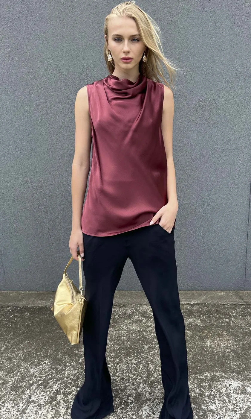 Hoss Solange Cowl Neck Top - Merlot