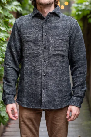Indi   Ash Ames Workshirt - Iron/Charcoal Handwoven Herringbone