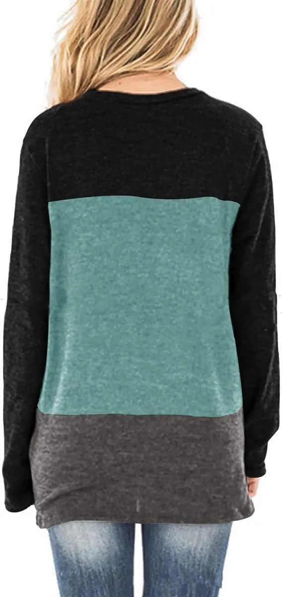 Jescakoo Tunic Tops to Wear with Leggings Long Sleeve V Neck T Shirts Casual Loose Fit