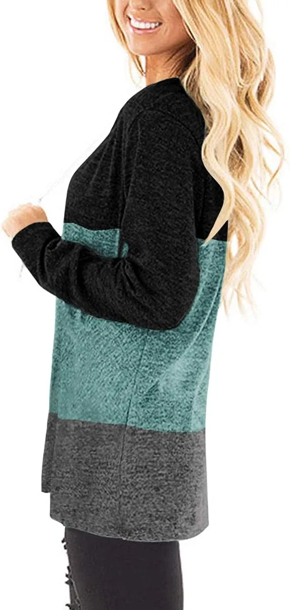 Jescakoo Tunic Tops to Wear with Leggings Long Sleeve V Neck T Shirts Casual Loose Fit