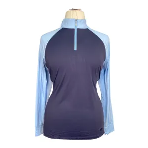 Kastel Long Sleeve Topstitched Raglan Top in Navy & Dutch Canal - Women's Medium