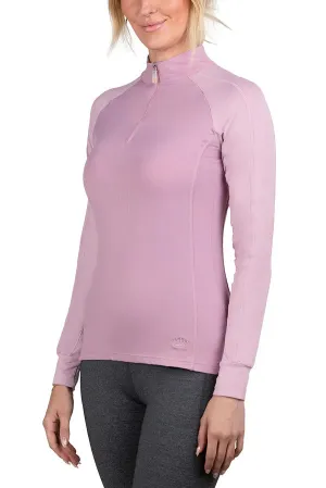 Kastel Long Sleeve Topstitched Raglan Top in Orchid Haze & Mauve Mist - Women's 1x