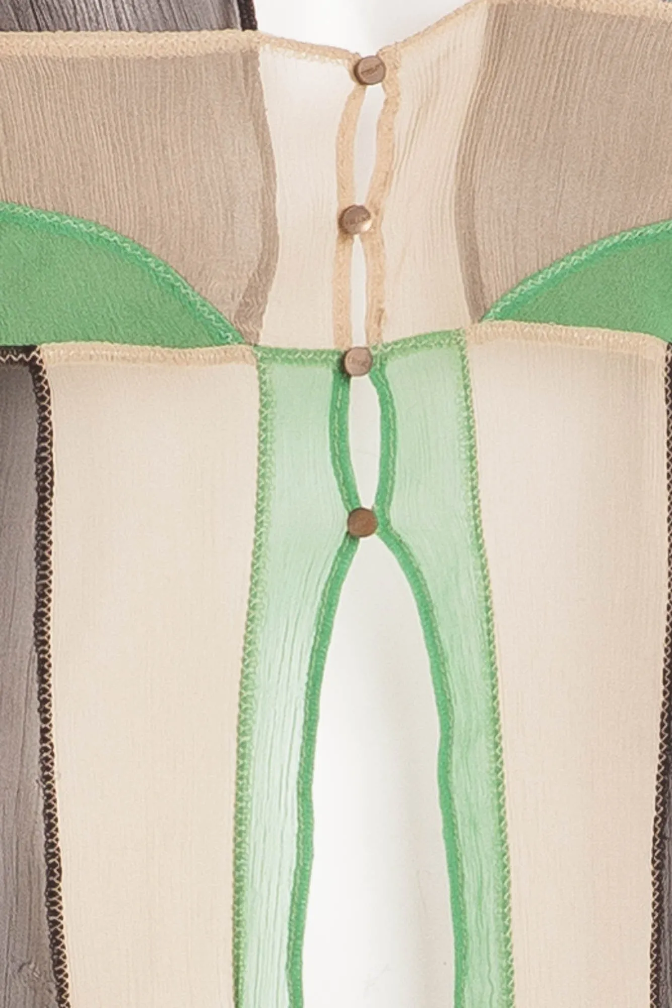 La Perla - Navy, Green, Tan Sheer Tank Top -