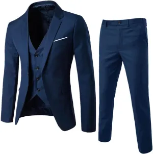 LCMTWX Men Suit 2024 3 Suit Business Wedding Party Jacket Vest & Pants Coat Mens 3 Piece Suit Dress Pants for Men Slim Fit