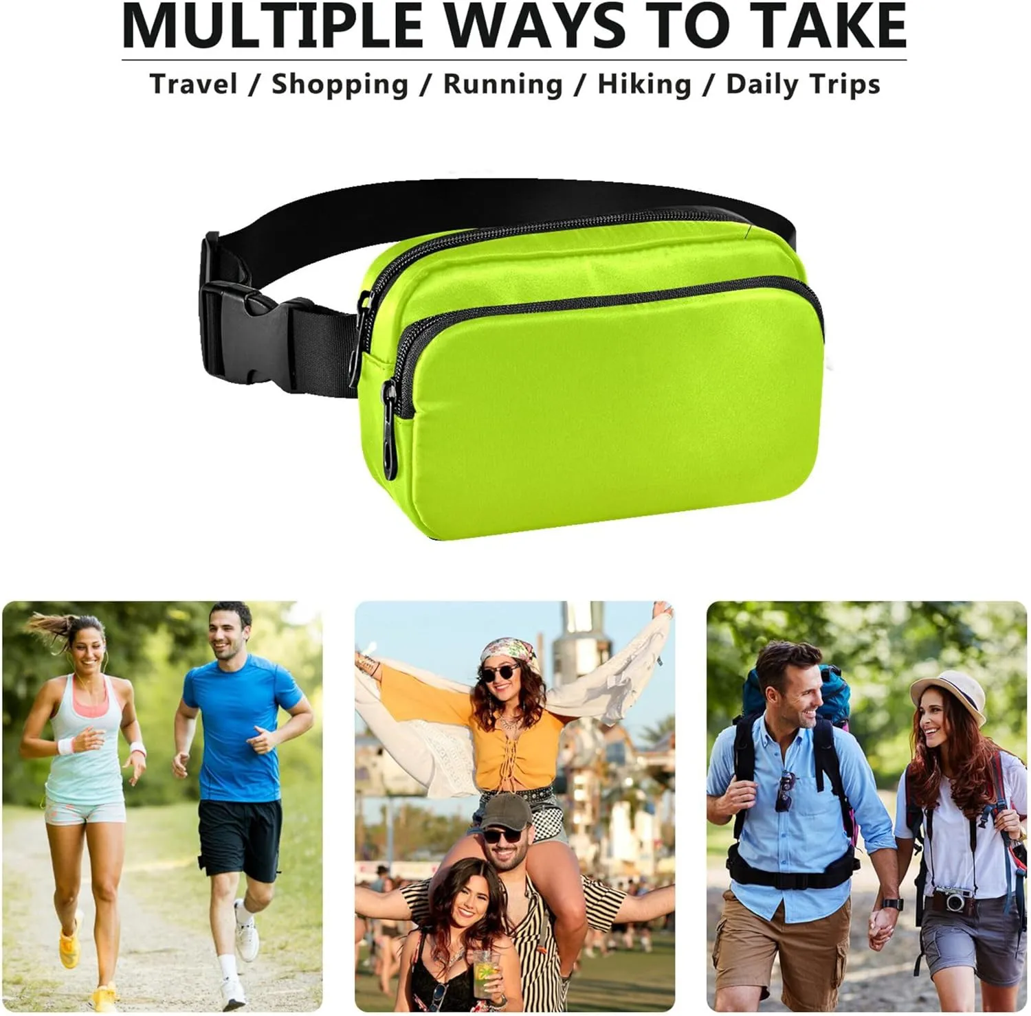Lemon Green Light Lime Gradient Fanny Packs Women Hip Pouch Belt Bag Waterproof Hiking Waist Bag for Women