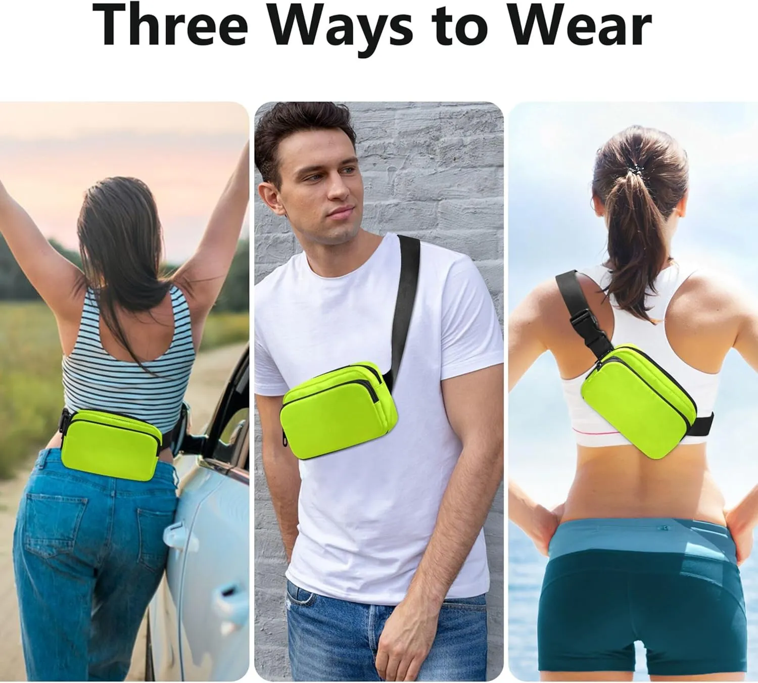 Lemon Green Light Lime Gradient Fanny Packs Women Hip Pouch Belt Bag Waterproof Hiking Waist Bag for Women