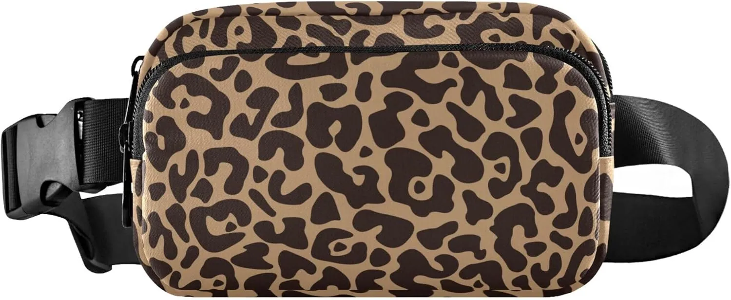 Leopard Brown Fanny Packs for Women Waterproof Hip Bag Belt Pouch Bright Color Travel Waist Pouch
