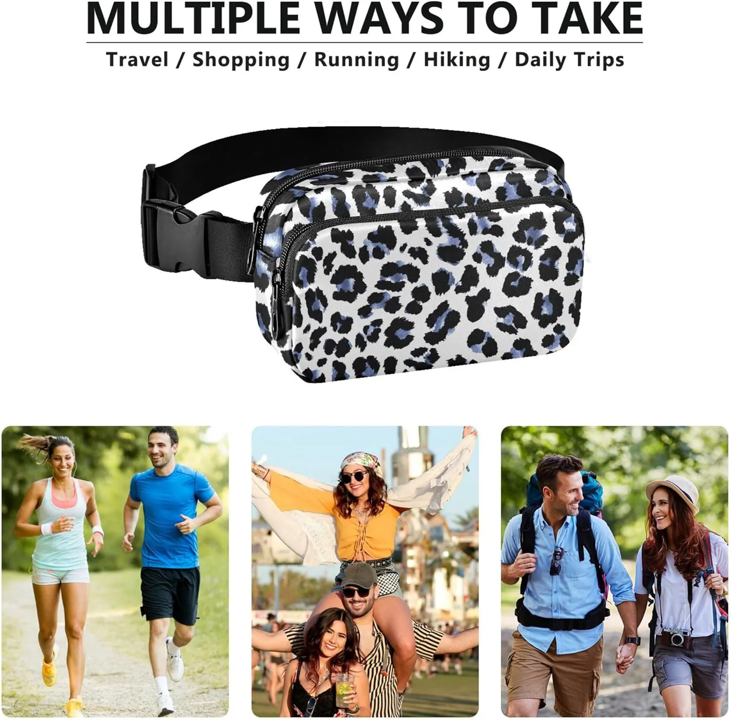 Leopard Watercolor Womens Fanny Pack Hip Pack Belt Pouch Waterproof Funny Cross Body Waist Pack