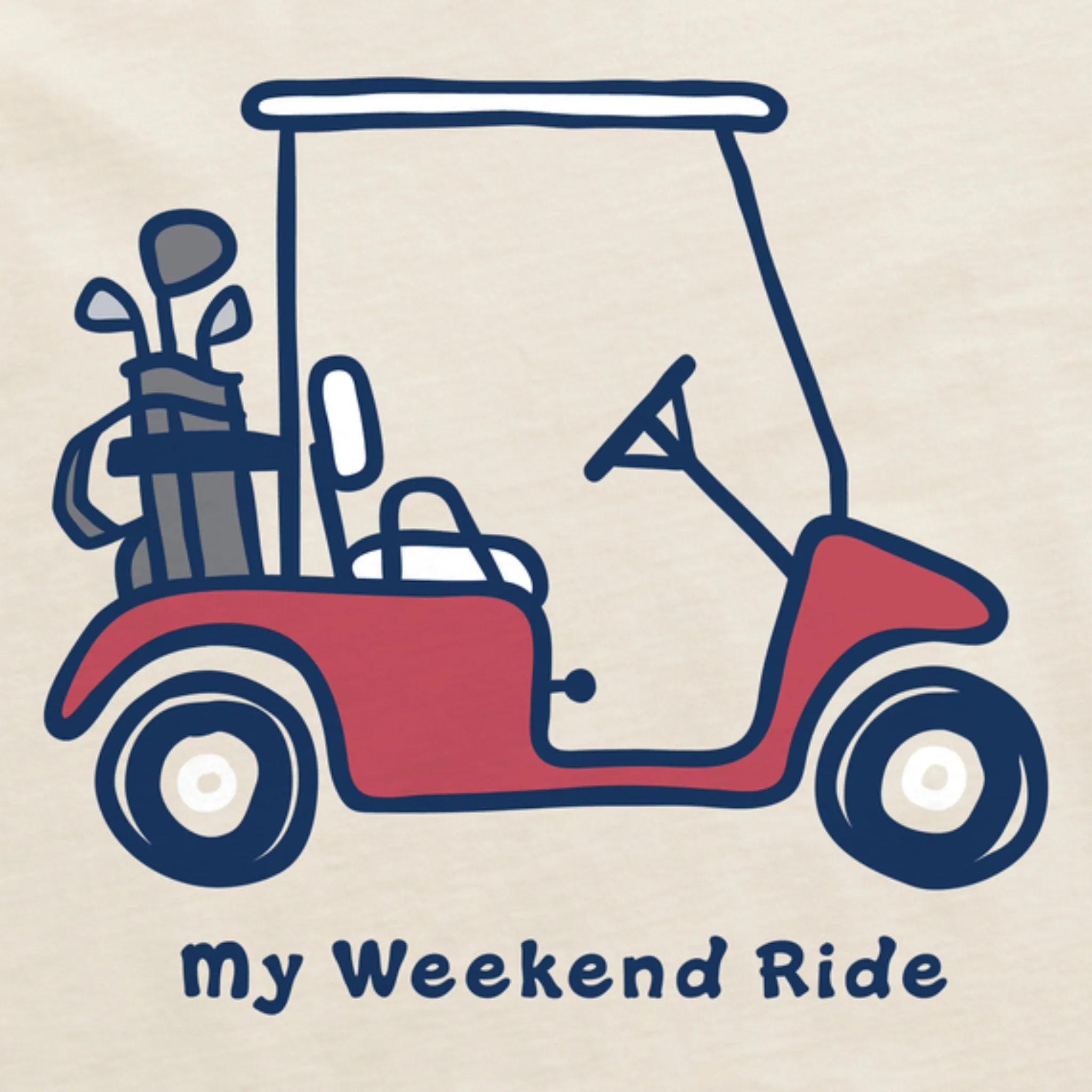Life Is Good Men's My Weekend Ride Golf Crusher Lite Tee - Putty White FINAL SALE
