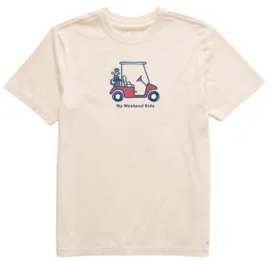 Life Is Good Men's My Weekend Ride Golf Crusher Lite Tee - Putty White FINAL SALE
