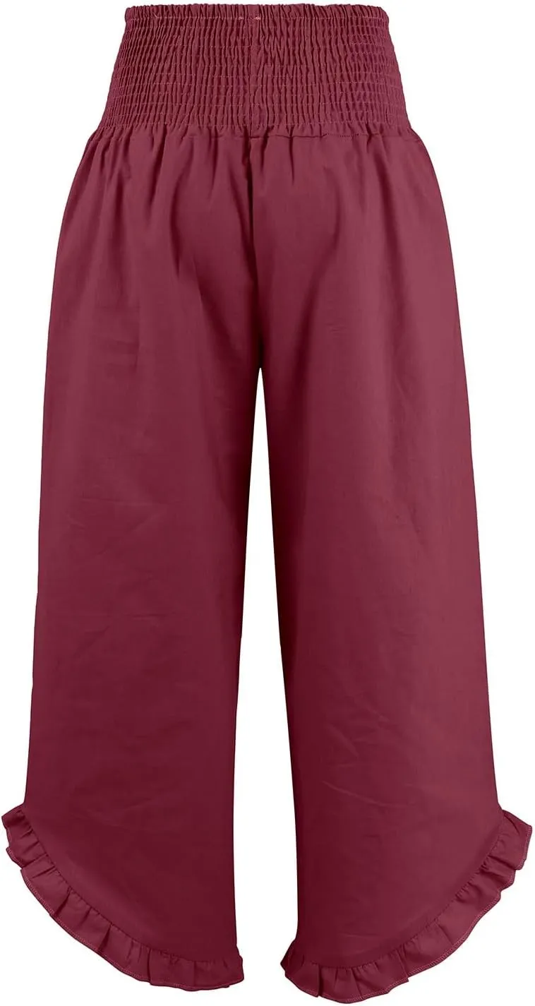 Linen Cotton Cargo Pants Slit Baggy Waist,Women's Sweatpants Casual, High Waisted Straight Leg Work