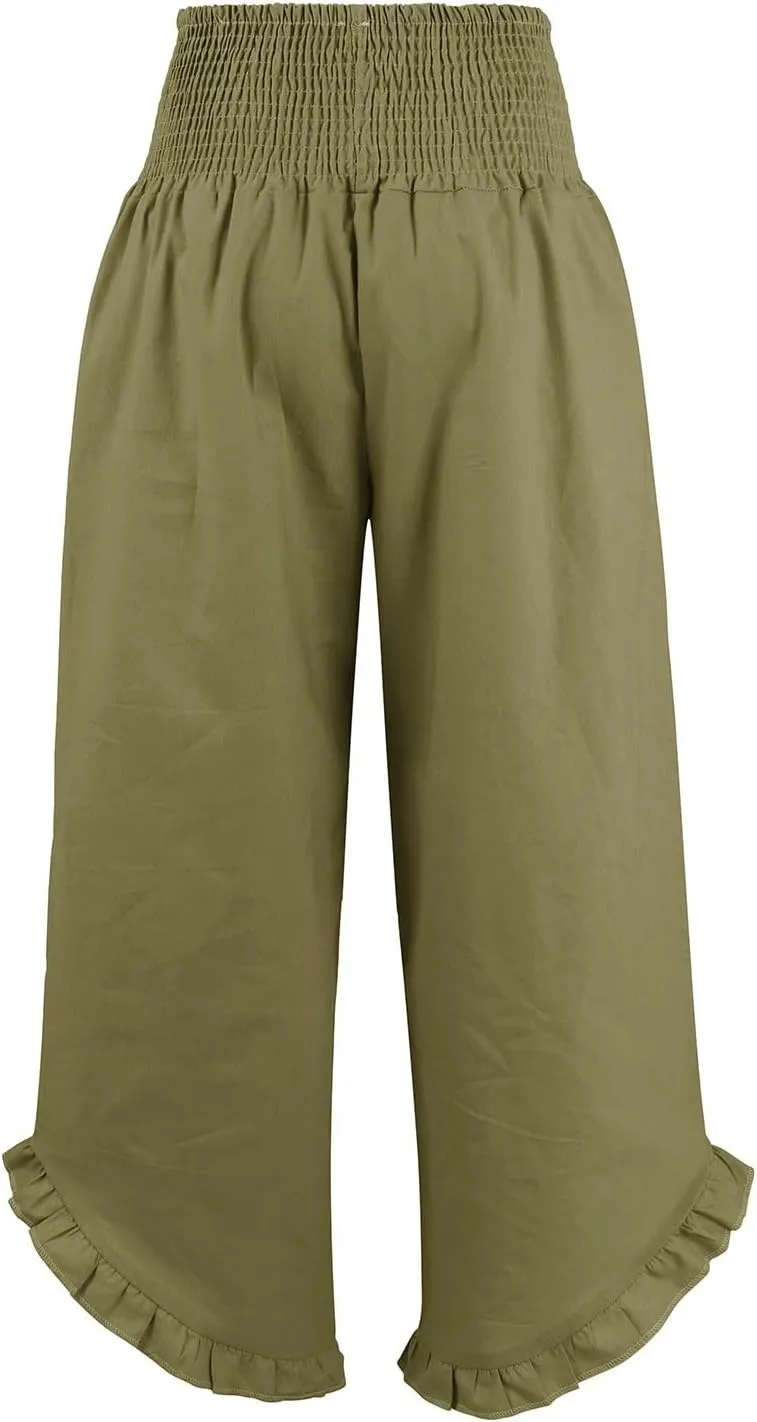 Linen Cotton Cargo Pants Slit Baggy Waist,Women's Sweatpants Casual, High Waisted Straight Leg Work