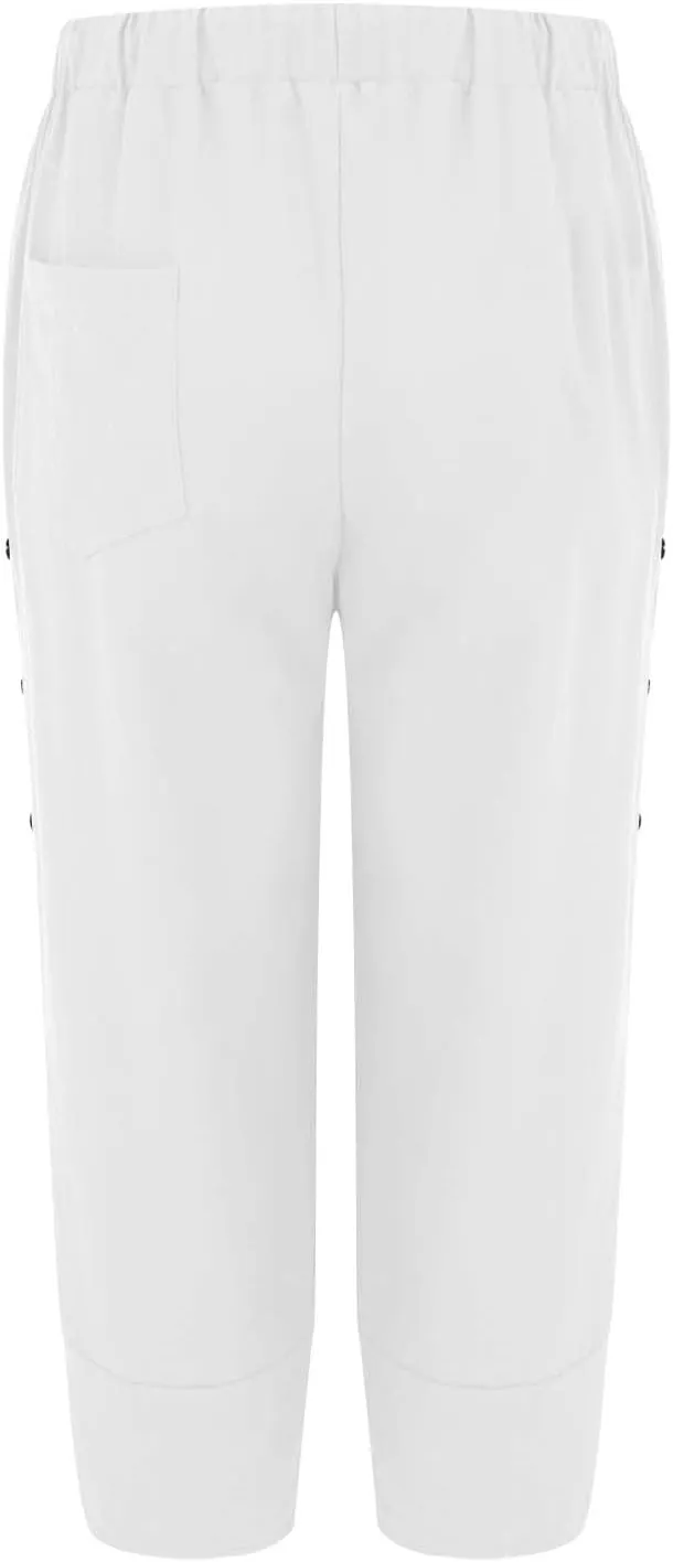 Linen Pants for Women 2025 Summer High Waist Elastic Straight Leg Lounge Pant Casual Loose Buttons Beach Trousers