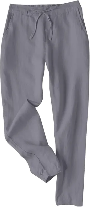 Linen Pants Women Summer Dressy Straight Wide Leg High Waisted Pants Casual Loose Plus Size Baggy Pants Trousers
