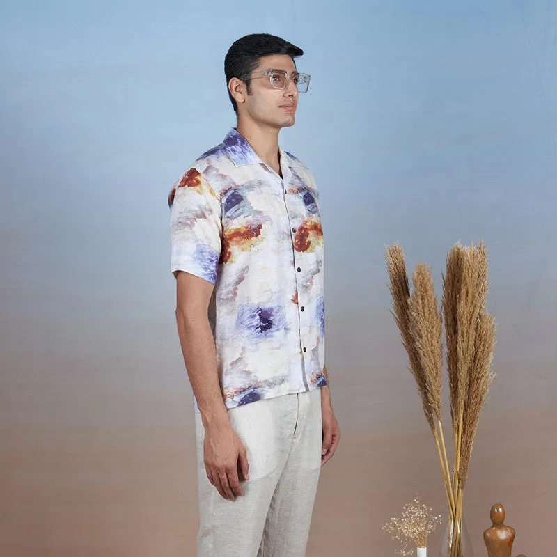 Linen Printed Shirt | Unisex | Multicolor | Hand Embroidered