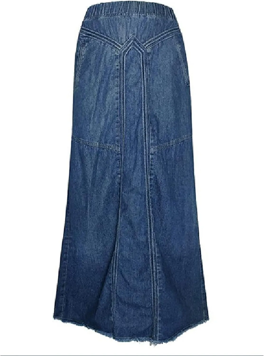 Long Skirts for Women Hip-Wrapped Buttons Denim Skirt A-Line Maxi Jean Skirts Trendy Slim Jeans Skirt with Pocket