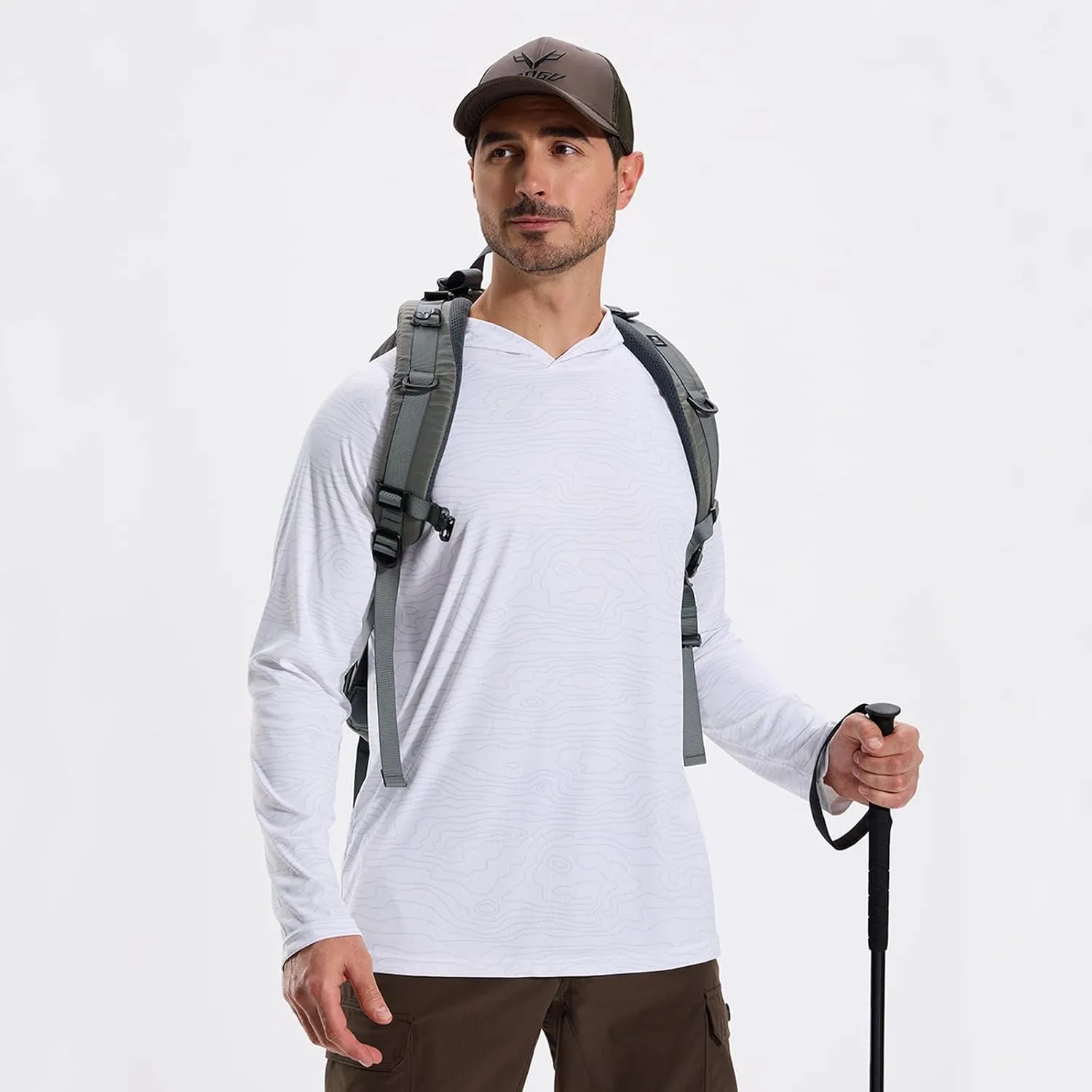 LOOGU Men's UPF 50  Sun Protection Hoodie Shirt Long Sleeve Rash Guard SPF T-Shirts for Fishing Hiking