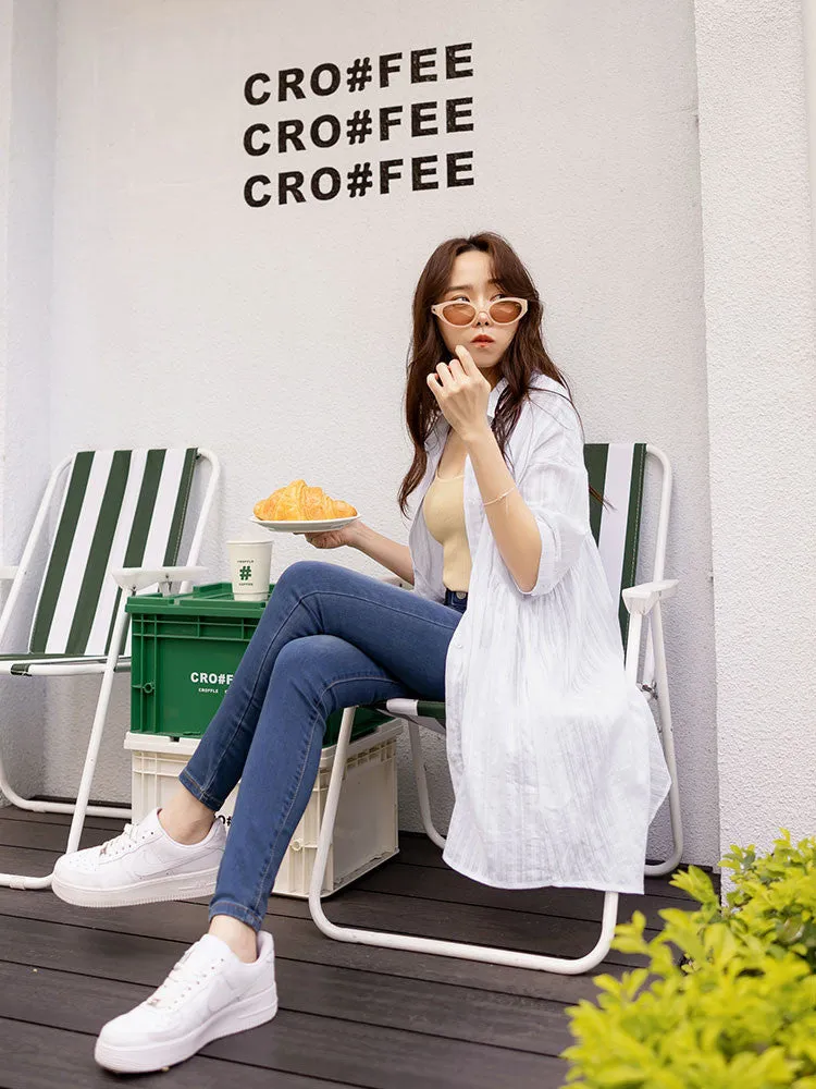Loose Long Oversized Cotton Button Shirt Top