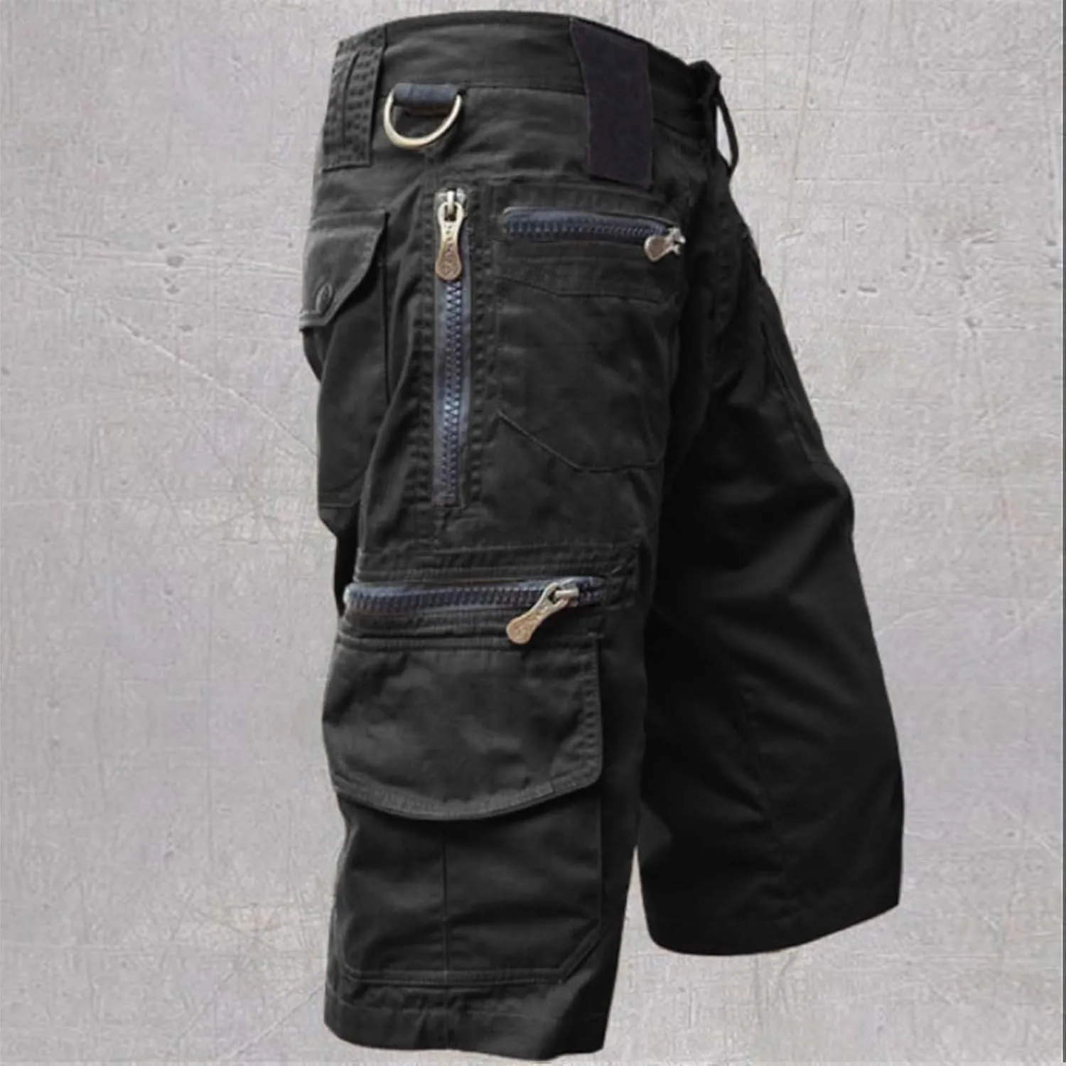 Men Cargo Shorts and Pants Leisure Color Fashion Men's Solid Summer Men's pants Chores Para Hombre Men's Cargo Black