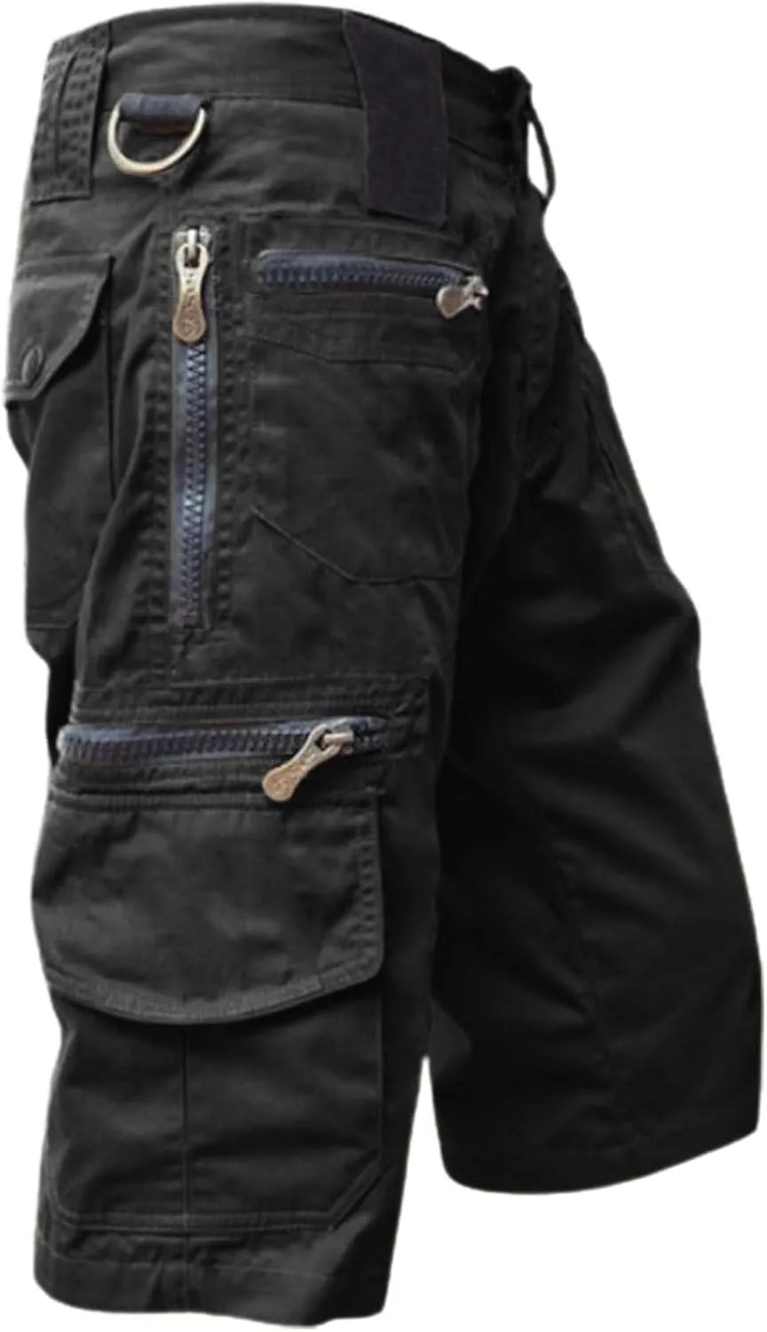 Men Cargo Shorts and Pants Leisure Color Fashion Men's Solid Summer Men's pants Chores Para Hombre Men's Cargo Black