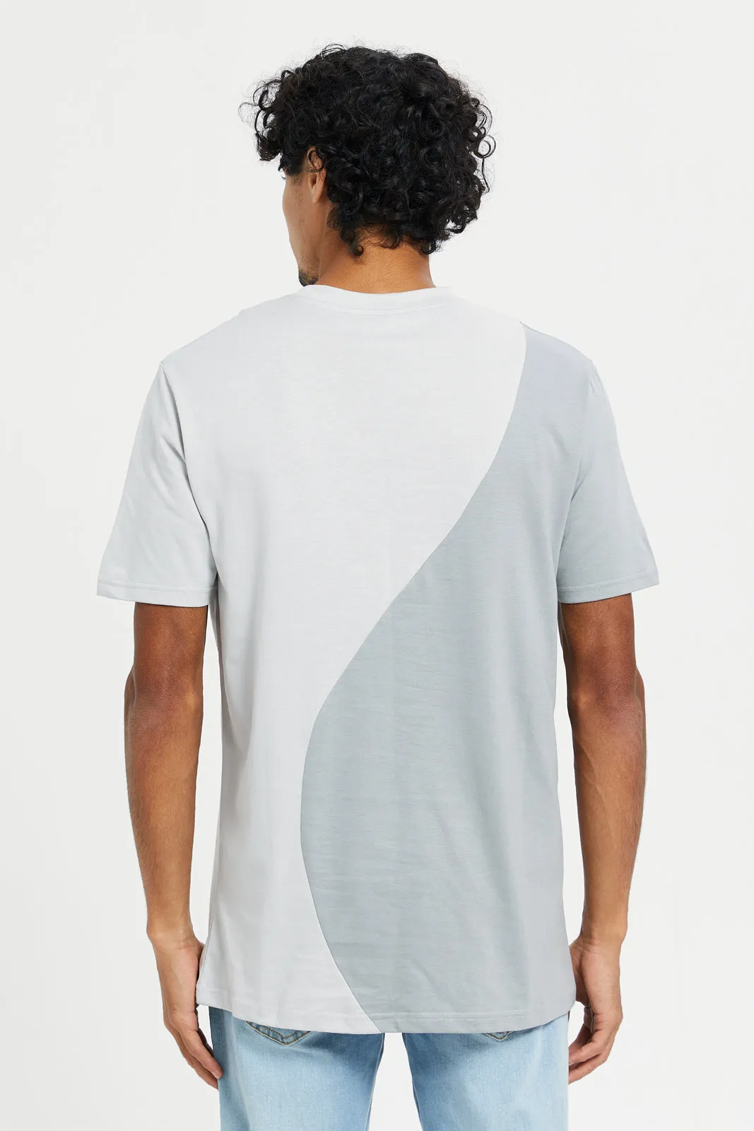 Men Charcoal Color Block T-Shirt