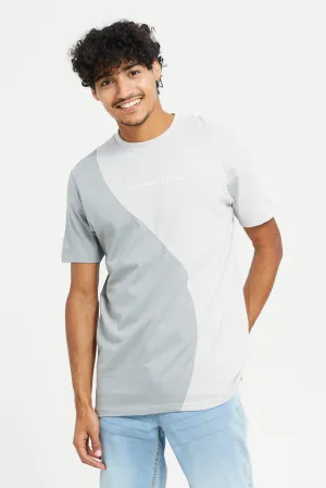 Men Charcoal Color Block T-Shirt