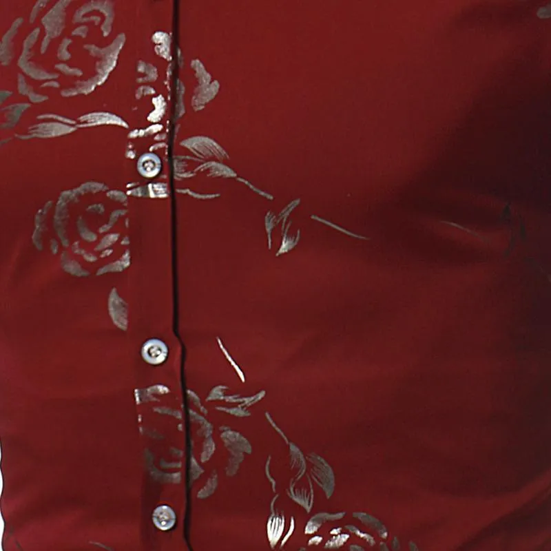 Men Floral Shirts Casual Slim Fit Shirts
