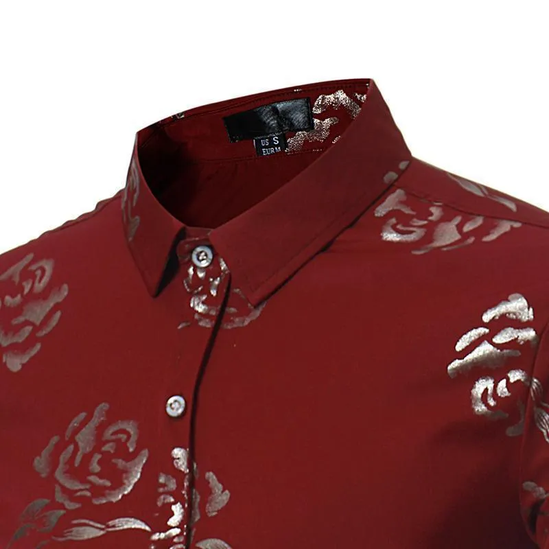 Men Floral Shirts Casual Slim Fit Shirts