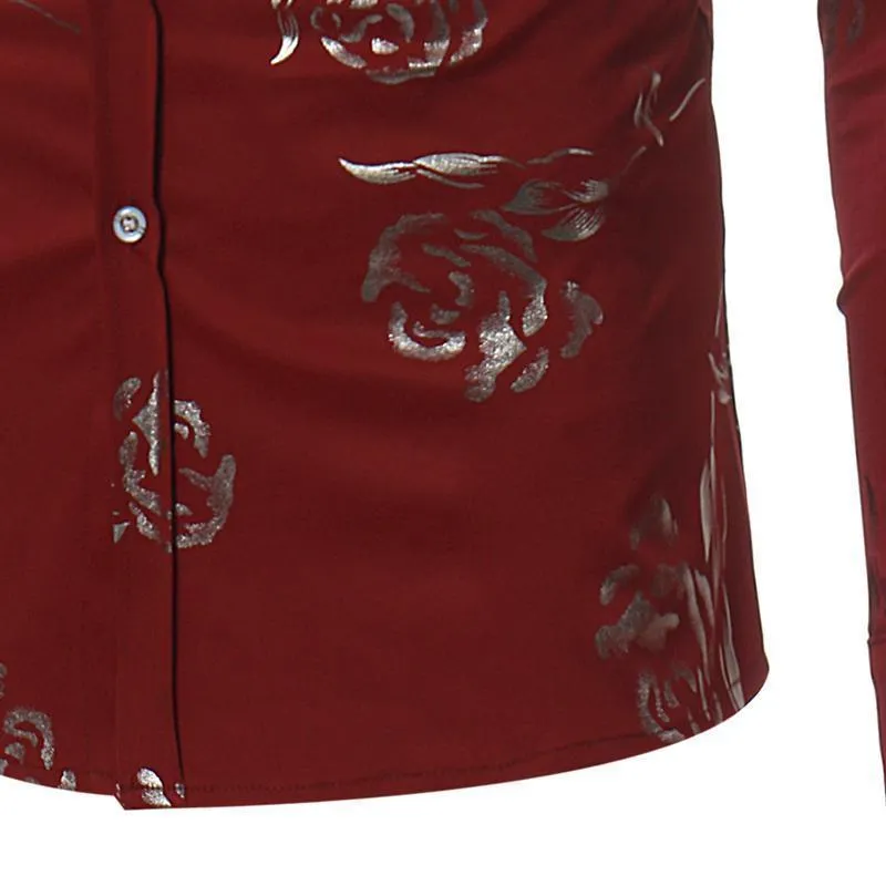 Men Floral Shirts Casual Slim Fit Shirts