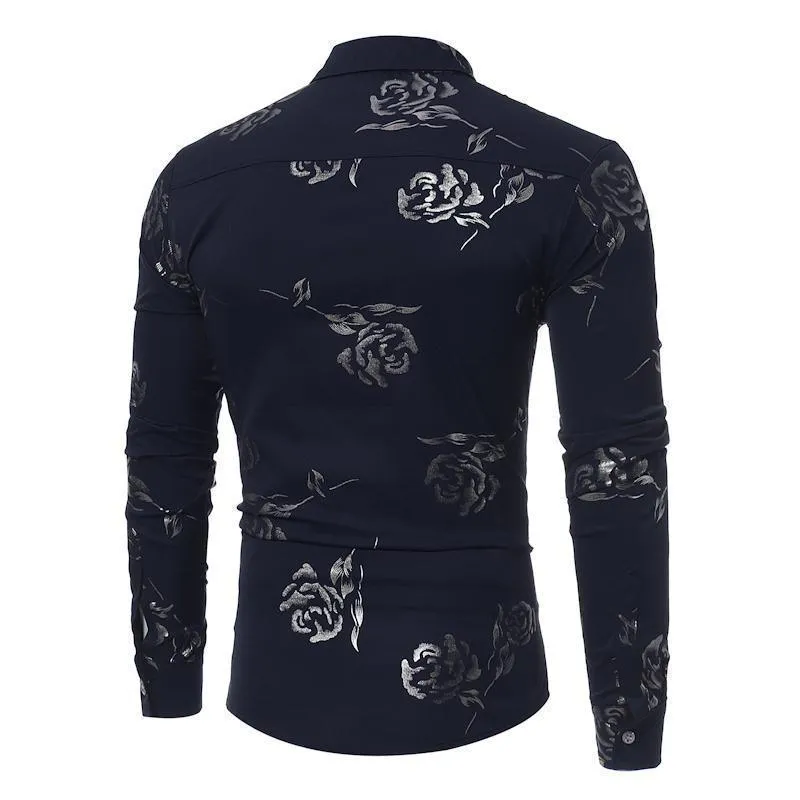 Men Floral Shirts Casual Slim Fit Shirts
