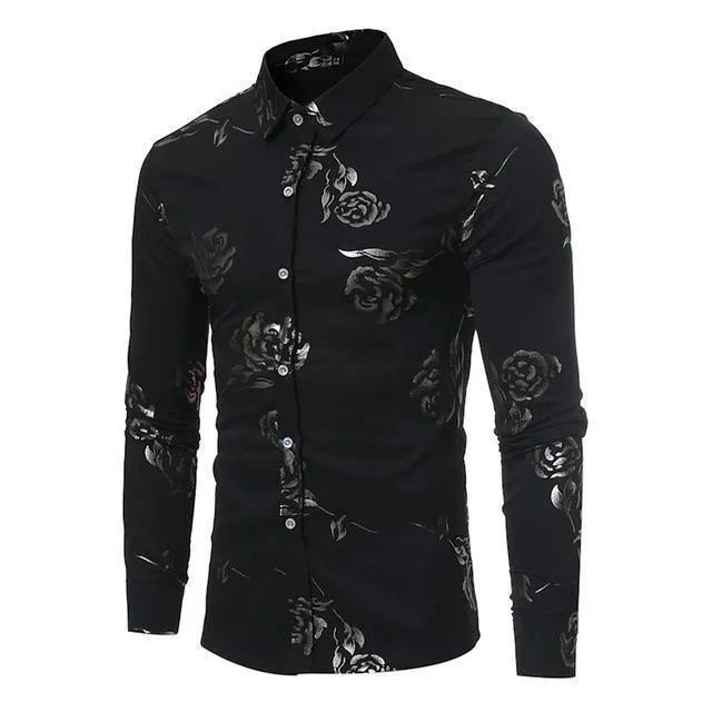 Men Floral Shirts Casual Slim Fit Shirts
