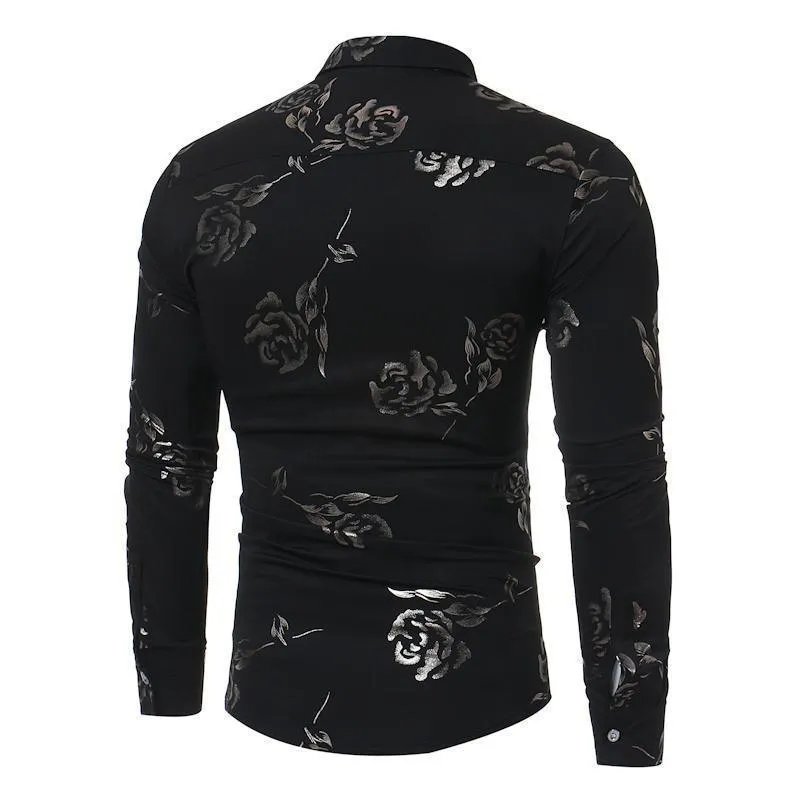 Men Floral Shirts Casual Slim Fit Shirts