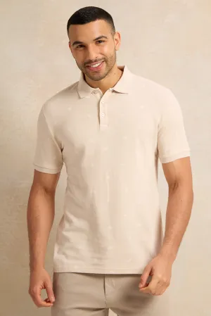 Men Pink All Over Print Polo Shirt