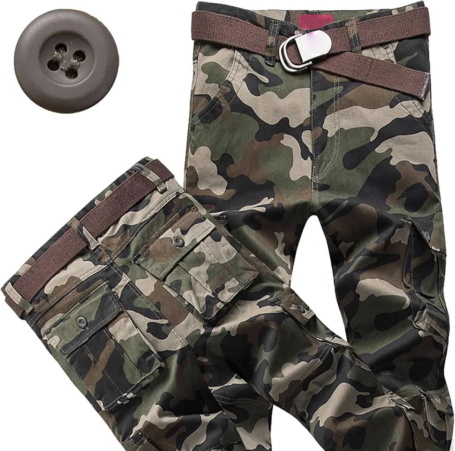 Mens Hiking Pants,Camo Military Hunting Combat Work Pants with Multi Pockets,Loose Fit Casual Cargo Pants,Comfy Tactical Pant