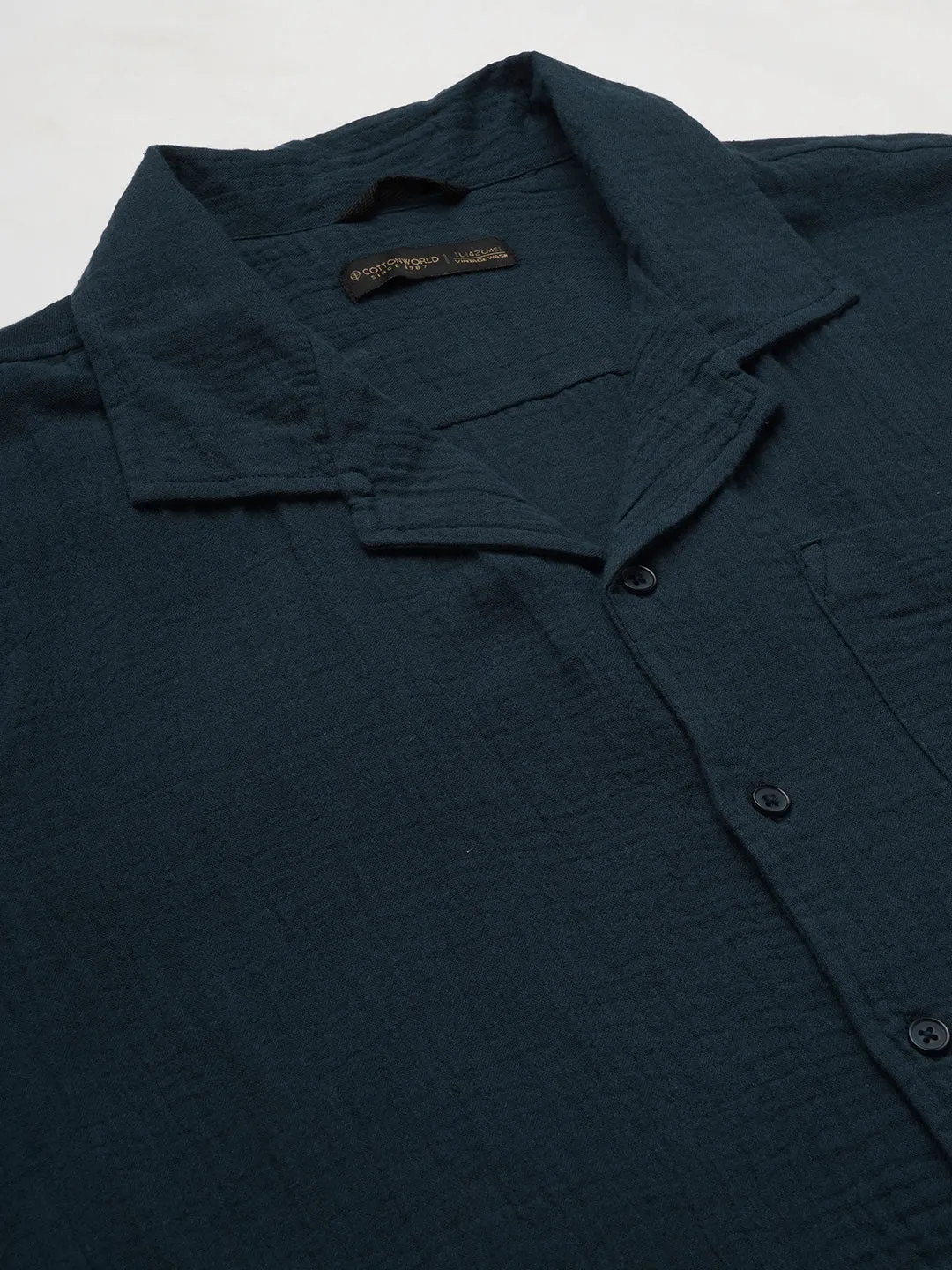Men's Navy Cotton Loose Fit Shirt