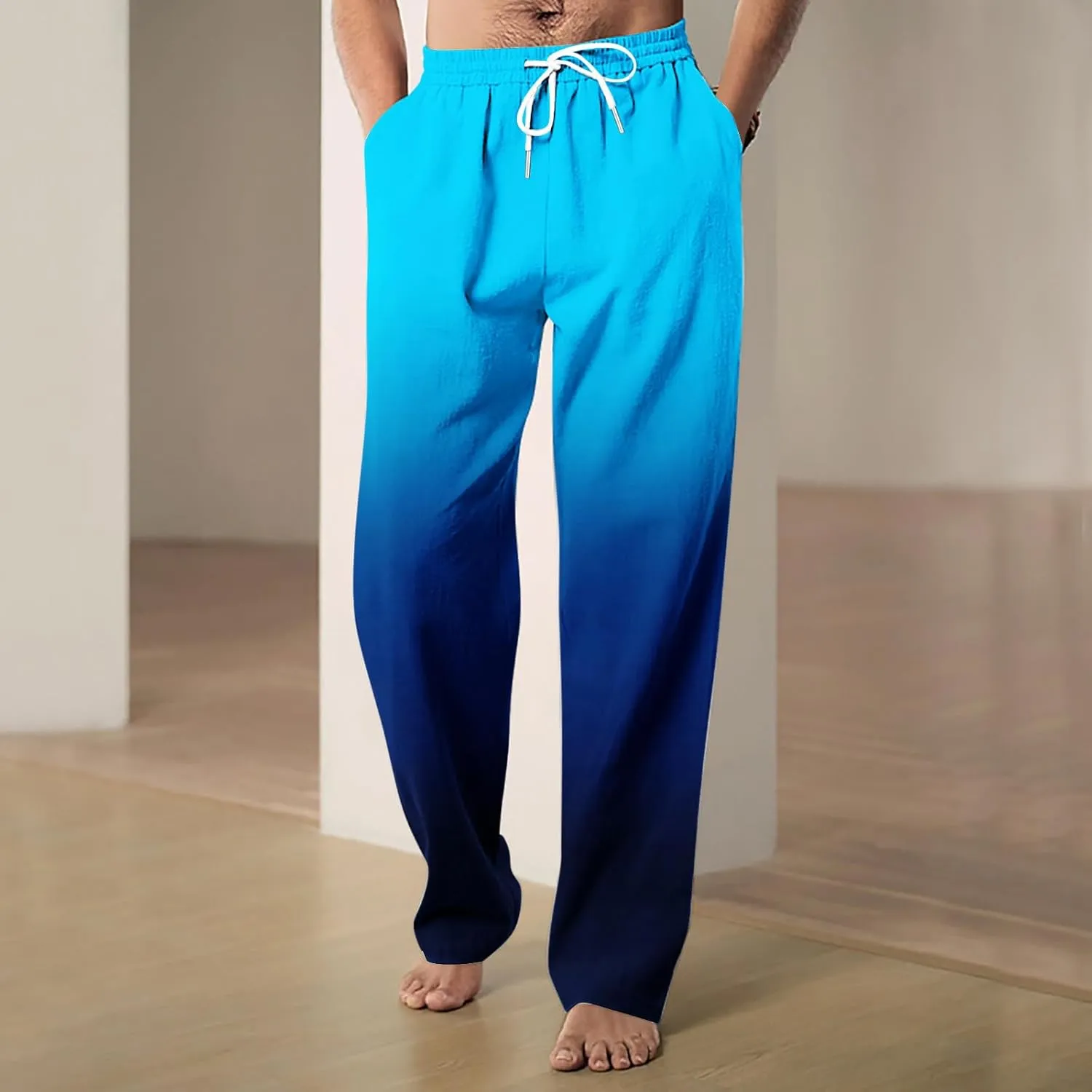 Mens Ombr Gradient Jogger Pants with Drawstring Elastic Relax Casual Sweatpants for Men Side Pockets Lounge Travel