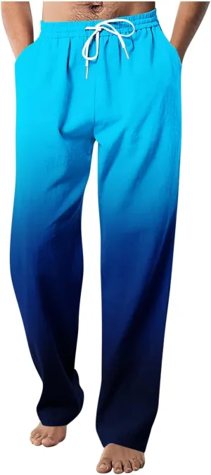 Mens Ombr Gradient Jogger Pants with Drawstring Elastic Relax Casual Sweatpants for Men Side Pockets Lounge Travel