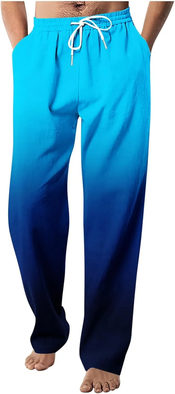 Mens Ombr Gradient Jogger Pants with Drawstring Elastic Relax Casual Sweatpants for Men Side Pockets Lounge Travel