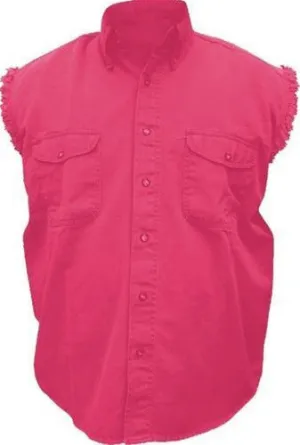 Men's Red Sleeveless Shirt 100% Cotton Twill