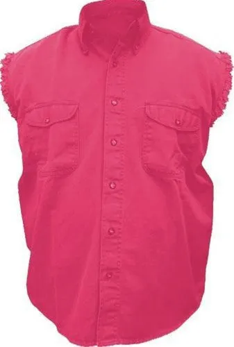 Men's Red Sleeveless Shirt 100% Cotton Twill
