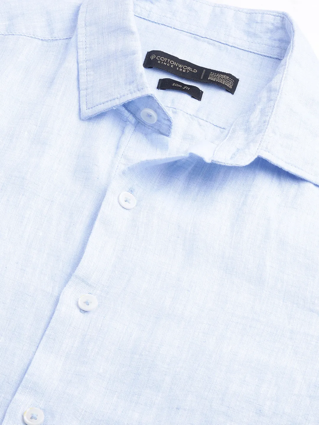 Men's Sky 100% Linen Regular Fit Long Sleeved Shirt