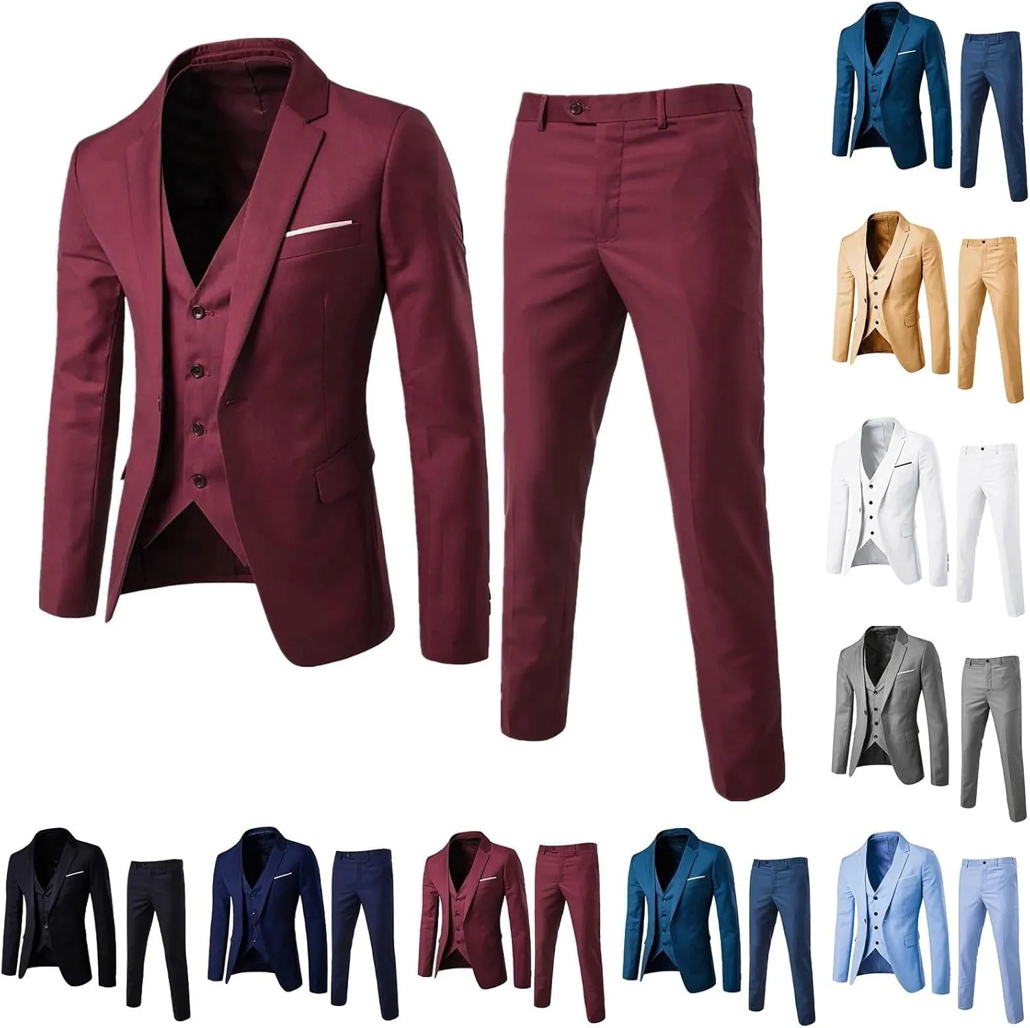 Mens Suit 2024 3 Suit Business Wedding Party Jacket Vest & Pants Coat Trajes De Vestir para Elegantes Suit Men Men 2