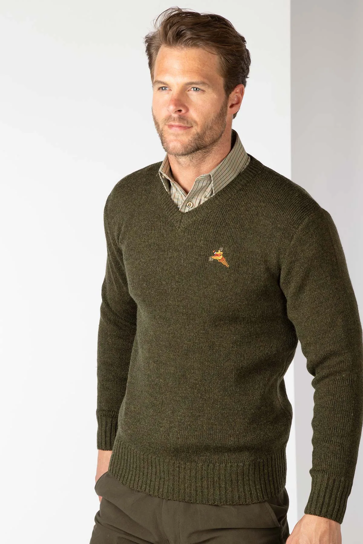 Men's Wykeham Pheasant V Neck Shooting Jumper