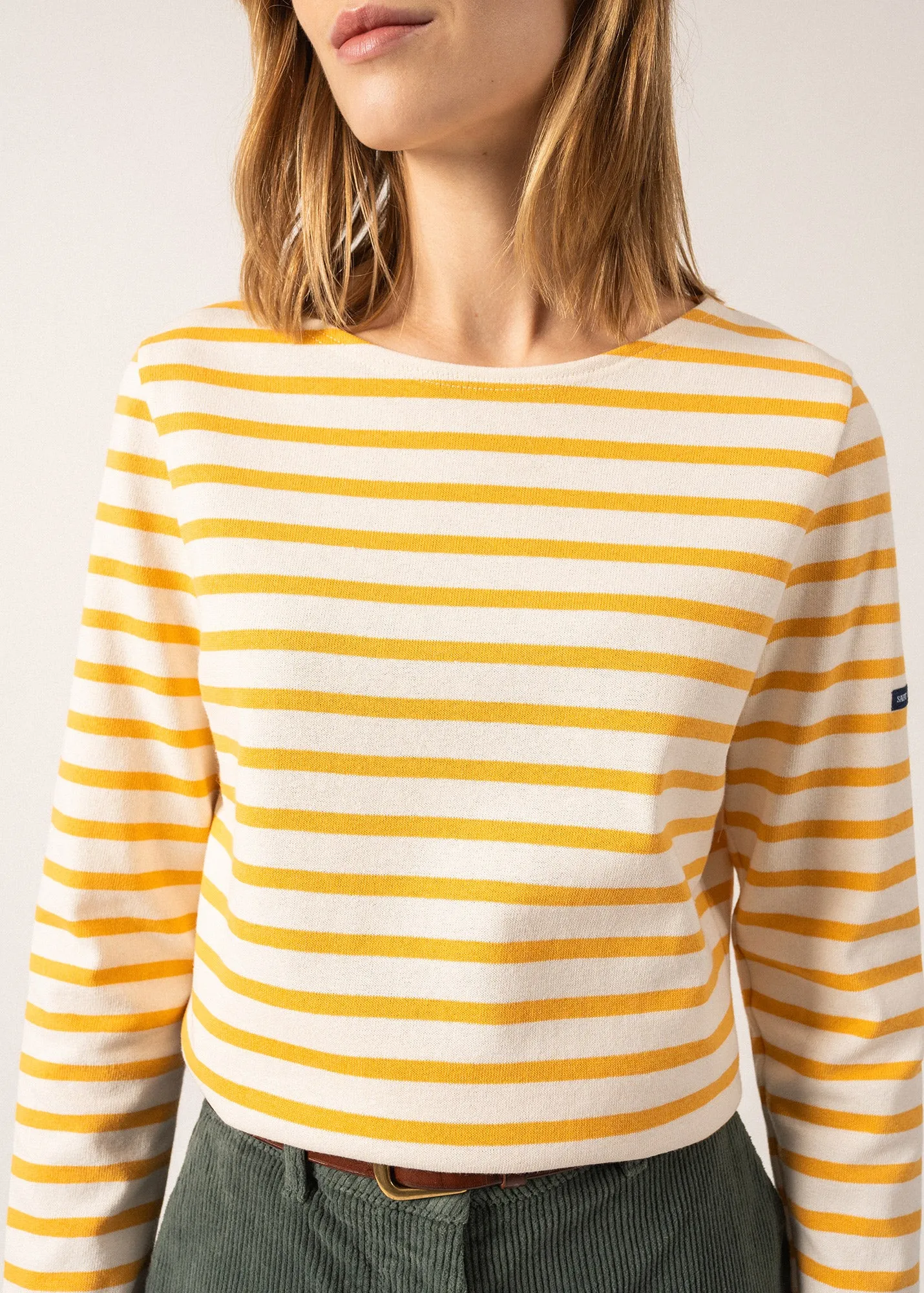 MERIDAME II - Authentic Breton Shirt | Heavyweight Cotton | Women Fit (IVORY / AMBER)