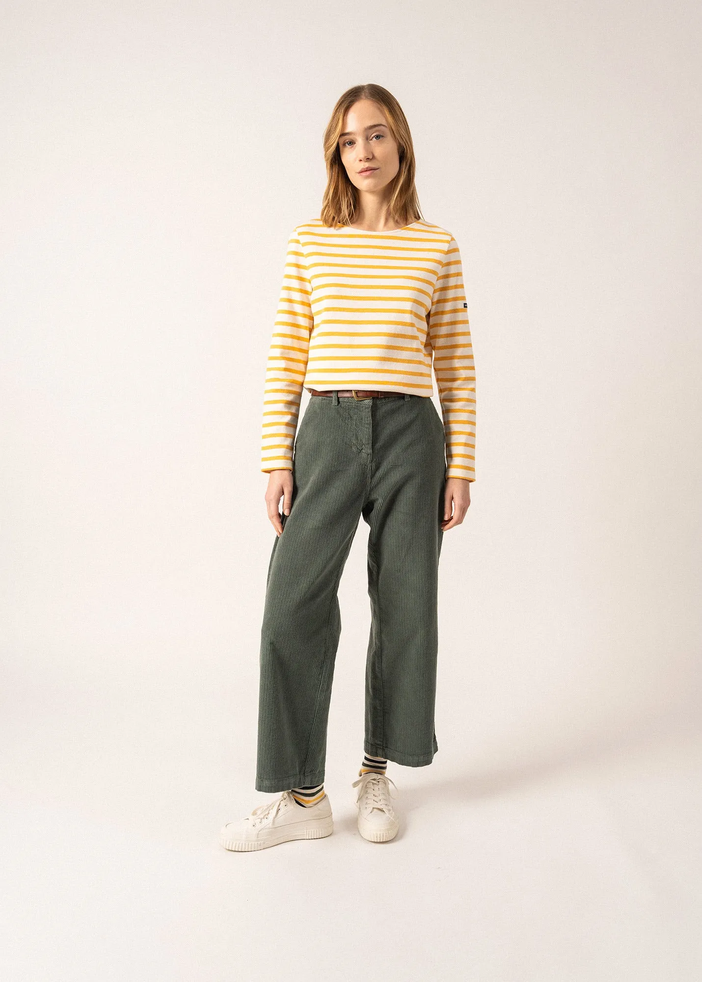 MERIDAME II - Authentic Breton Shirt | Heavyweight Cotton | Women Fit (IVORY / AMBER)