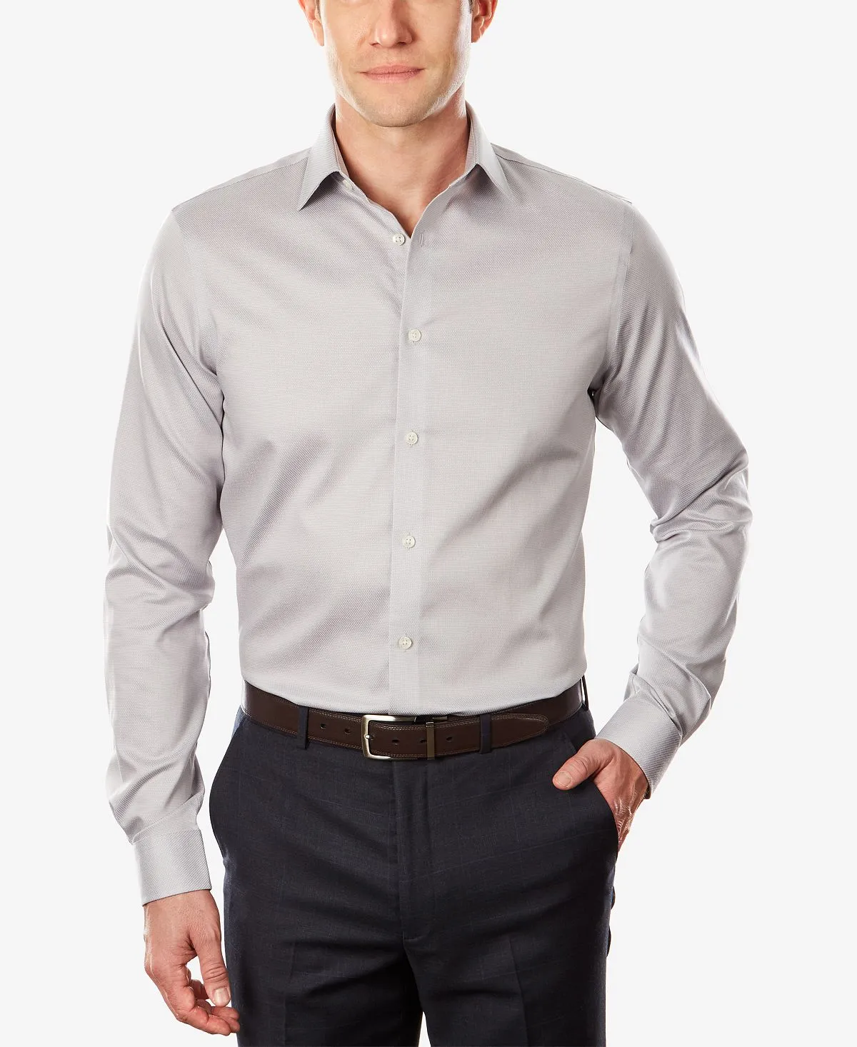Michael Kors men's slim fit airsoft performance non-iron dress shirt, gray