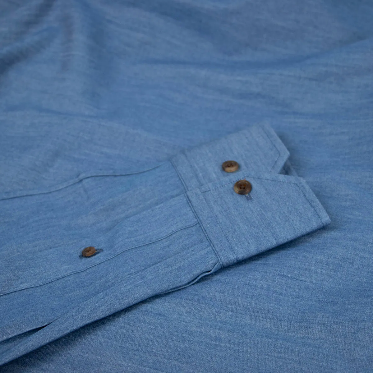 Mid Denim 100% Cotton Long Sleeve Shirt